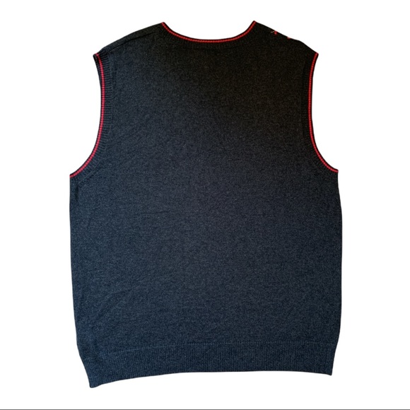 AUR Argyle Wool Blend V-Neck Sweater Vest Cottage Core Grandpa Dark Acdemia - Picture 3 of 3